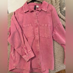 pink corduroy button down shirt (h&m)